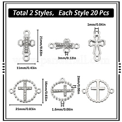 40Pcs 2 Styles Religion Alloy Crystal Rhinestone Connector Charms&nbsp;FIND-SC0007-91