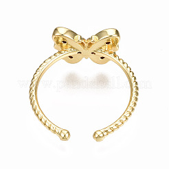 Brass Micro Pave Cubic Zirconia Cuff Rings&nbsp;RJEW-N035-034-NF