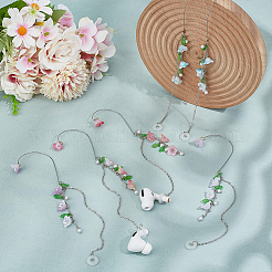 25Pcs 5 Style Brass Chain & Acrylic Headphone Decoration&nbsp;HJEW-CO00001