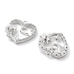 Brass Micro Pave Clear Cubic Zirconia Pendants&nbsp;KK-M102-34P