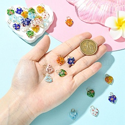 30Pcs Handmade Millefiori Glass Heart Pendants&nbsp;PALLOY-YW00118