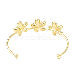 Alloy Flower with Imitation Pearl Beaded Open Cuff Bangle for Women&nbsp;LS-BJEW-D054-02G-03