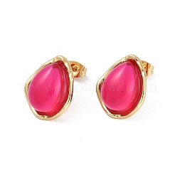 Ion Plating(IP) 304 Stainless Steel Teardrop Stud Earrings&nbsp;EJEW-Z068-36G-01
