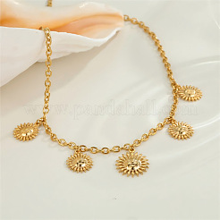 304 Stainless Steel 5 Sun Pendant Necklaces for Women&nbsp;WG2071C-01