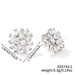 Brass with Rhinestone Stud Earrings&nbsp;HQ9514-2
