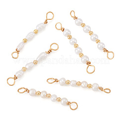 6Pcs 3 Styles Natural Cultured Freshwater Pearl Beaded Connector Charms&nbsp;PALLOY-TA00269