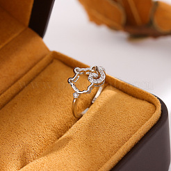 Brass Micro Pave Clear Cubic Zirconia Cuff Open Rings&nbsp;WG50B06-01