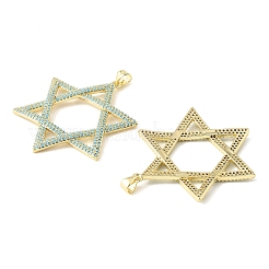 Brass Micro Pave Sky Blue Cubic Zirconia Pendants&nbsp;CU-CBA6938-04G-01