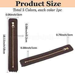 5Pcs 5 Colors PU Leather Bag Zipper&nbsp;PURS-CL0001-35