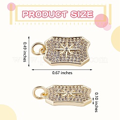 10Pcs Rack Plating Brass Micro Pave Clear Cubic Zirconia Pendants&nbsp;ZIRC-SZ0004-08
