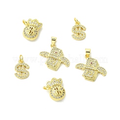 6Pcs 3 Styles Brass Micro Pave Cubic Zirconia Pendants&nbsp;KK-CJ0002-92