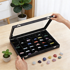 MDF Covered with PU Leather Jewelry Display Cases with Visible Window&nbsp;ODIS-WH0007-93