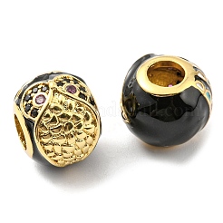 Rack Plating Brass Micro Pave Cubic Zirconia European Beads&nbsp;KK-M247-21G