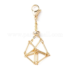 Brass Braided Chain Pouch Empty Stone Holder Pendant Decorations&nbsp;HJEW-JM01240-01