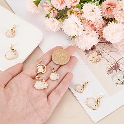 9Pcs 3 Style Real 18K Gold Plated Brass Micro Pave Cubic Zirconia Pendants&nbsp;KK-BC0010-46