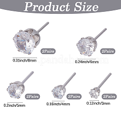 10 Pairs 5 Styles Clear Cubic Zirconia Stud Earrings&nbsp;EJEW-SC0002-29