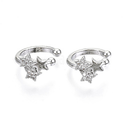 Brass Micro Pave Clear Cubic Zirconia Cuff Earrings&nbsp;EJEW-T046-23P-NF