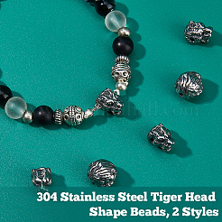 12Pcs 2 Styles 304 Stainless Steel Beads&nbsp;STAS-HS0001-77