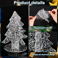Transparent Acrylic Earring Display Stands with Paillette&nbsp;EDIS-WH0012-40B