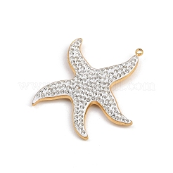 304 Stainless Steel Clay Rhinestone Pendants&nbsp;STAS-P410-12G