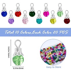 200Pcs 10 Colors Crackle Glass Pendants&nbsp;PALLOY-SW0018-01