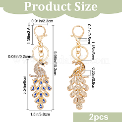 Enamel Evil Eye Peacock Pendant Keychain&nbsp;KEYC-WH0036-05KCG