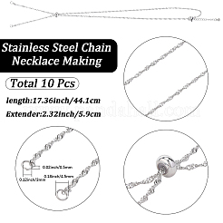 10Pcs 2MM 304 Stainless Steel Singapore Chain Necklace Making&nbsp;AJEW-SC0004-02