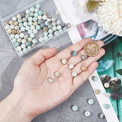 Natural Frosted Flower Amazonite Round Beads&nbsp;G-NB0005-34C