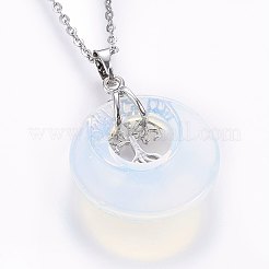 Opalite Flat Round Pendants&nbsp;G-I357-A10