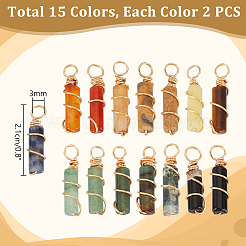 30Pcs 15 Styles Natural Mixed Stone Pendants&nbsp;PALLOY-PH01686