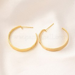 Rack Plating C-Shaped Brass Stud Earrings&nbsp;EJEW-H143-24G