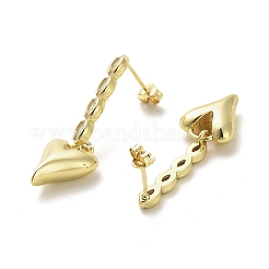 Heart Rack Plating Brass Micro Pave Clear Cubic Zirconia Dangle Stud Earrings&nbsp;EJEW-M240-06G