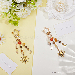 2Pcs Alloy Star & Moon Pendant Decorations&nbsp;HJEW-ME0001-15