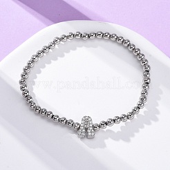 Brass Round Beads Stretch Bracelets&nbsp;BJEW-A034-05P