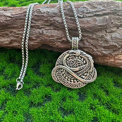 Vintage Alloy Viking Coil Dragon Pendant Necklaces for Men&nbsp;WG3CB88-02