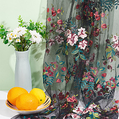 Flower Pattern Embroidered Flowers Polyester Tulle Lace Fabric&nbsp;DIY-WH0409-68