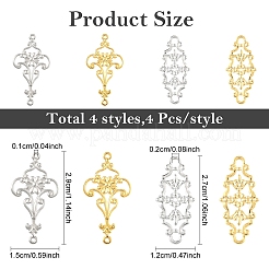 16Pcs 4 Styles 201 Stainless Steel Links&nbsp;STAS-YW0003-51