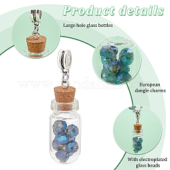 20Pcs Large Hole Alloy Glass Bottles European Dangle Charms&nbsp;FIND-PH0020-42