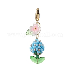 Flower Glass Pearl & Seed Beads Pendant Decorations&nbsp;HJEW-MZ00274-02
