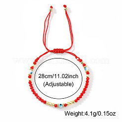Bohemian Glass & Brass Beads Braided Bead Bracelets for Women&nbsp;BJ5189-3