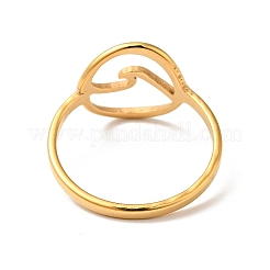 Ion Plating(IP) 201 Stainless Steel Sea Wave Finger Ring for Women&nbsp;RJEW-G266-28G
