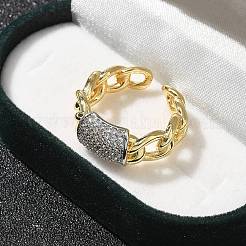 Brass Micro Pave Clear Cubic Zirconia Cuff Finger Rings for Women&nbsp;RJEW-B112-16GP