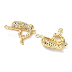 Brass Micro Pave Clear Cubic Zirconia Sea Animals Connector Charms&nbsp;KK-H280-01B-G