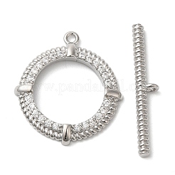 Brass Micro Pave Clear Cubic Zirconia Toggle Clasps&nbsp;KK-N254-79P