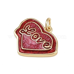 Word Love Theme Brass Enamel Pendants&nbsp;KK-B150-19G-01