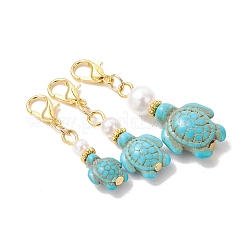 6Pcs 6 Styles Turtle Synthetic Turquoise & ABS Plastic Imitation Pearl Pendant Decoratins&nbsp;HJEW-JM04791