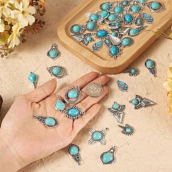 48Pcs 12 Styles Synthetic Turquoise Pendants&nbsp;FIND-TA0003-21