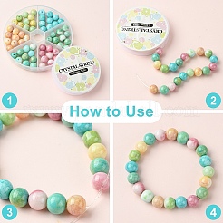 60Pcs 6 Colors Ombre Effect Dyed Crackle Glass Round Beads Strands&nbsp;GLAA-YW0003-60