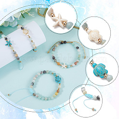 4Pcs 4 Style Natural Flower Amazonite Round Beaded Braided Bead Bracelets Sets&nbsp;BJEW-SC0001-51