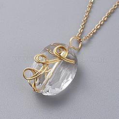 Glass Pendant Necklaces&nbsp;NJEW-JN02587-04